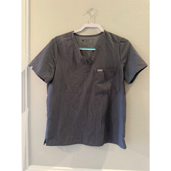 FIGS Technical Collection Gray Short Sleeve Scrub Top Sz M One Chest Pocket - Picture 1 of 5